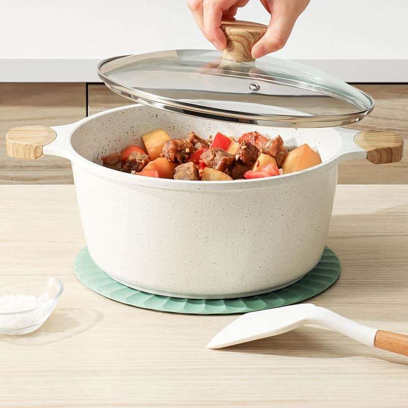 SENSARTE Nonstick Ceramic Cookware Set 23-Piece, Healthy Pots and Pans Set, Non-toxic Kitchen Cooking Set with Stay-Cool Handles, Silicone Utensils and Pot Protectors, PFAS & PFOA Free - Image 9