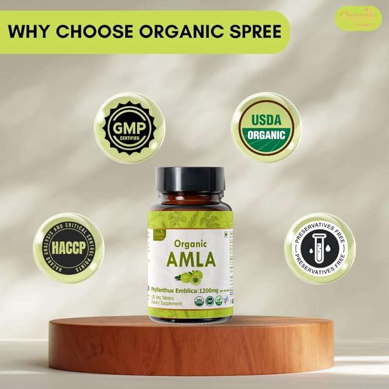 ORGANIC SPREE Amla Tablets - 1200 mg per Serving - Indian Gooseberry, Phyllanthus Emblica Supplement, Rich in Vitamin C & Supports Immune Health,120 Tablets* - GMP and Organic Certified - Image 6