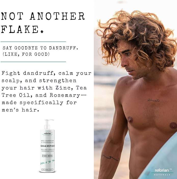 REFORIAN Anti Dandruff Shampoo for Men, Tea Tree Oil Shampoo for Dandruff Treatment, Natural Zinc for Thinning Hairs - Image 4