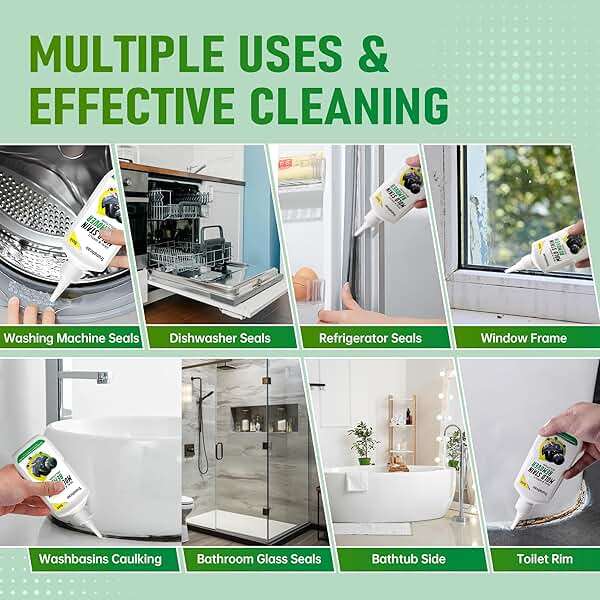 Stain Remover Gel Cleaner, Home Stain Remover Cleaner for Front Loader Washing Machine Black Stain Removal Multi-Surface Stain Cleaning Gel for Bathroom Seals, Grout, Shower & Tile,Caulk,Tub - Image 3