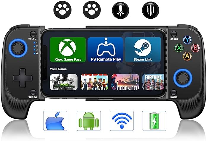 KICKDOT Wireless Phone Controller for iPhone/Android With Hall Joystick, Mobile Gaming Controller for iOS Support Xbox Game Pass, PlayStation, Steam Link, Call of Duty,Roblox, Cloud Gamepad - Product Image
