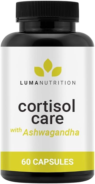 Luma Nutrition Cortisol Reducer and Manager - Ashwagandha + L-Theanine - Cortisol Supplements for Women and Men - Stress Relief, Restful Sleep, Detox, Lower and Control - 60 Capsules - Product Image