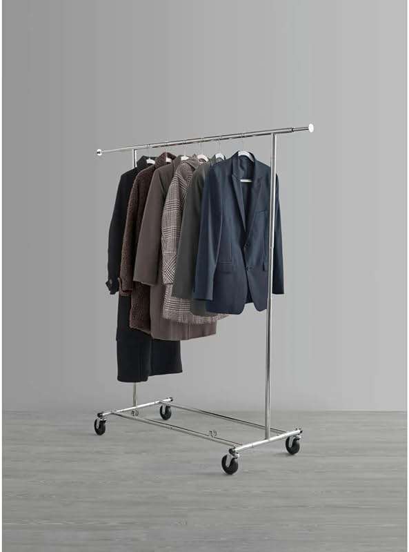 J&V TEXTILES Adjustable Rolling Garment Rack, 50.5 to 74.1 L x 21.5 W x 56.4 to 66.5-Inch H - Image 3