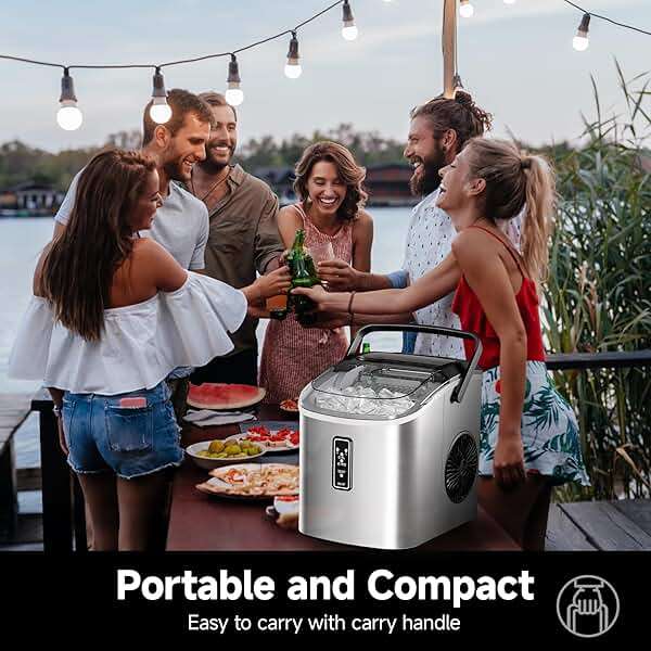 EUHOMY Ice Maker Countertop, 9 Cubes Ready in 6 Mins, 26lbs/24H, Self-Cleaning, Portable Ice Maker Machine with Carry Handle, Basket and Scoop, 2 Sizes of Bullet Ice for Home, Kitchen, Office - Image 2