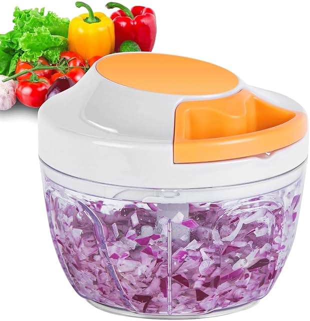 Manual Food Processor Vegetable Chopper, Portable Hand Pull String Garlic Mincer Onion Cutter for Veggies, Ginger, Fruits, Nuts, Herbs, etc.,500ml - Image 1