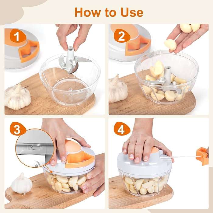 Manual Food Processor Vegetable Chopper, Portable Hand Pull String Garlic Mincer Onion Cutter for Veggies, Ginger, Fruits, Nuts, Herbs, etc.,500ml - Image 3