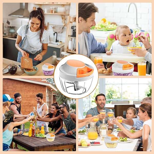 Manual Food Processor Vegetable Chopper, Portable Hand Pull String Garlic Mincer Onion Cutter for Veggies, Ginger, Fruits, Nuts, Herbs, etc.,500ml - Image 9