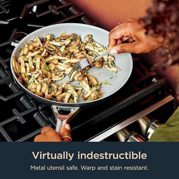 Ninja Ceramic Pro 14-Piece Cookware Set, Non-Stick Pots & Pans Set with Glass Lids, Nontoxic, PTFE Free, Ceramic Coated, Oven Safe, All Stovetops & Induction Compatible, Black, CW39014BK - Image 2