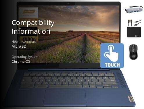 Lenovo Chromebook 14" Touchscreen Slim Laptop Business Student, 8-Core MediaTek Kompanio 520, 4GB RAM, 128GB Storage (64GB eMMC+64GB Card), WiFi 6, Long Battery, Chrome OS+MarxsolAccessory - Image 3