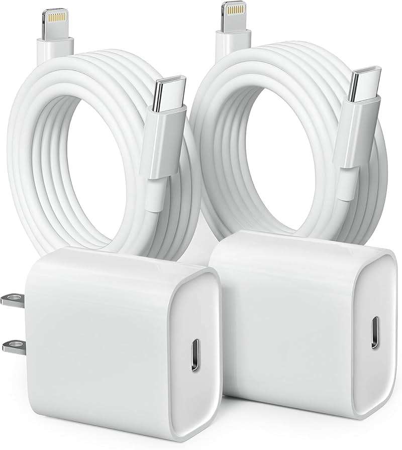 20W PD USB C Fast Charging Block for iPhone, 2 Pack Type C Wall Charger Block with 6FT USB C to Lightning Cable Compatible for iPhone 14/14 Pro Max/13 Pro/13/12 Mini/12 Pro Max/11 Pro Max/Xs - Image 1