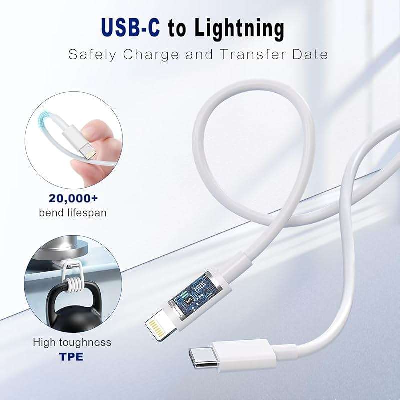 20W PD USB C Fast Charging Block for iPhone, 2 Pack Type C Wall Charger Block with 6FT USB C to Lightning Cable Compatible for iPhone 14/14 Pro Max/13 Pro/13/12 Mini/12 Pro Max/11 Pro Max/Xs - Image 3