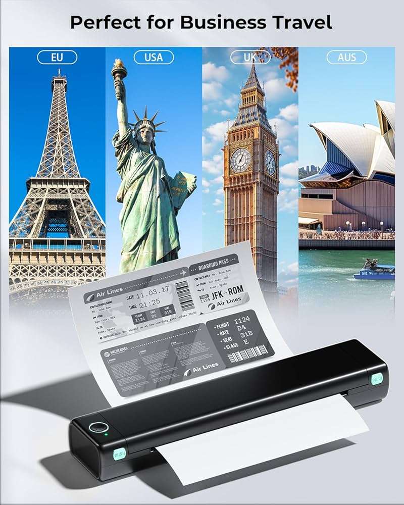 Phomemo Portable Printers Wireless for Travel, M08F Thermal Bluetooth Printer Support for 8.5"x11" US Letter, Small Inkless Printer Compatible with iOS, Android, Laptop for Car, Office, Home - Image 2