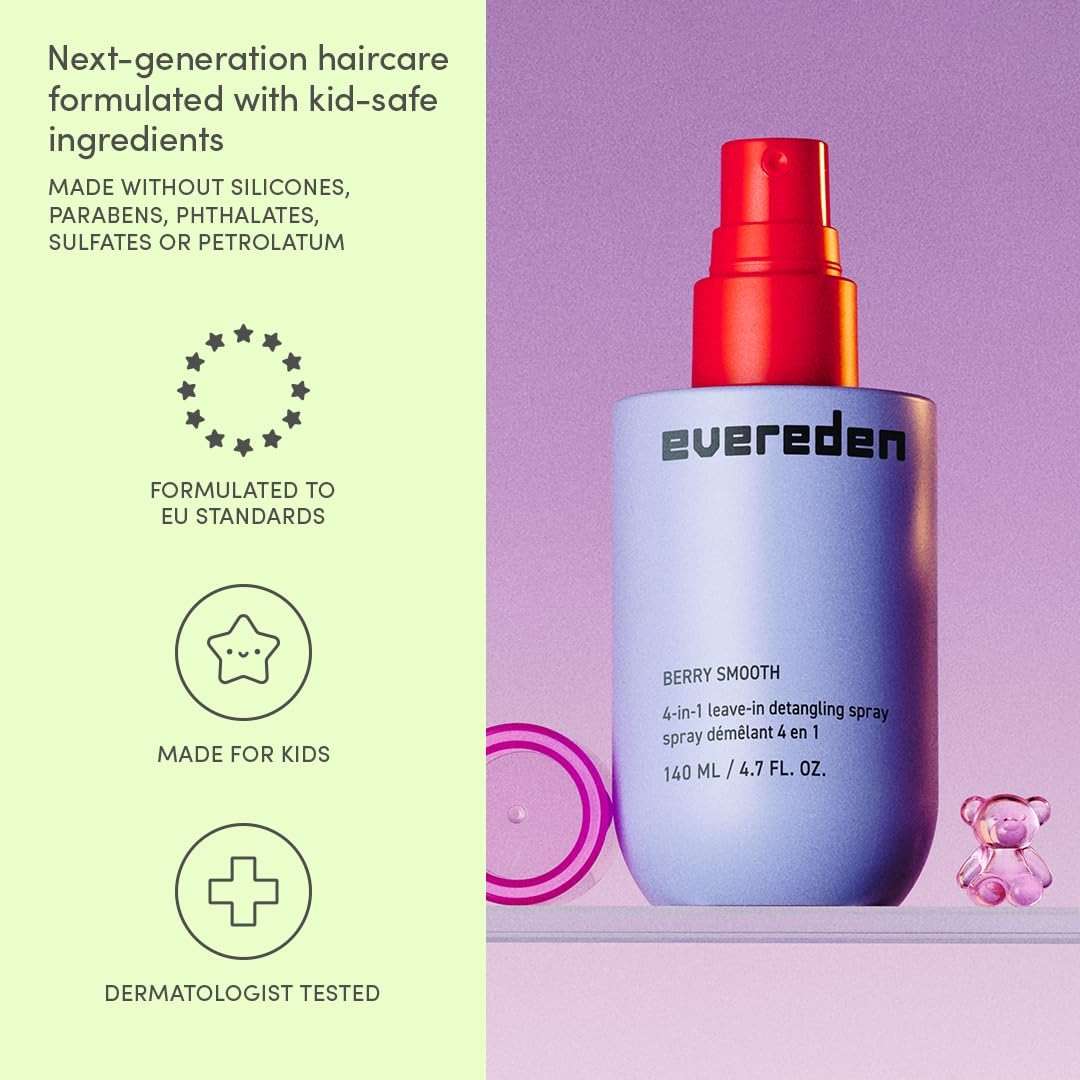 Evereden Kids Detangler Spray | No Silicones, Dermatologist-Tested, EWG Verified | 4-in-1 Leave-In Conditioner for Girls & Curly Hair, Wet or Dry | Vegan, No Sulfates, Paraben or Phthalate - Image 6