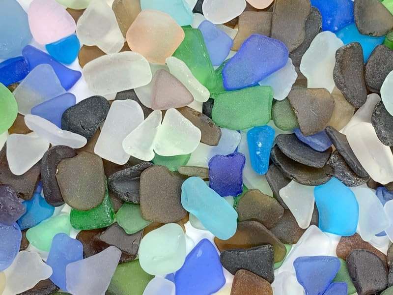 Sea Glass, Jewelry Sea Glass, Ocean Glass, 40 Pieces Mixed Sizes, Tumbled Beach Sea Glass, Seaglass, Craft Glass, Frosty Art Glass, Blues, Red, Yellow, Pink, Purple, Green, White, Brown - Image 2