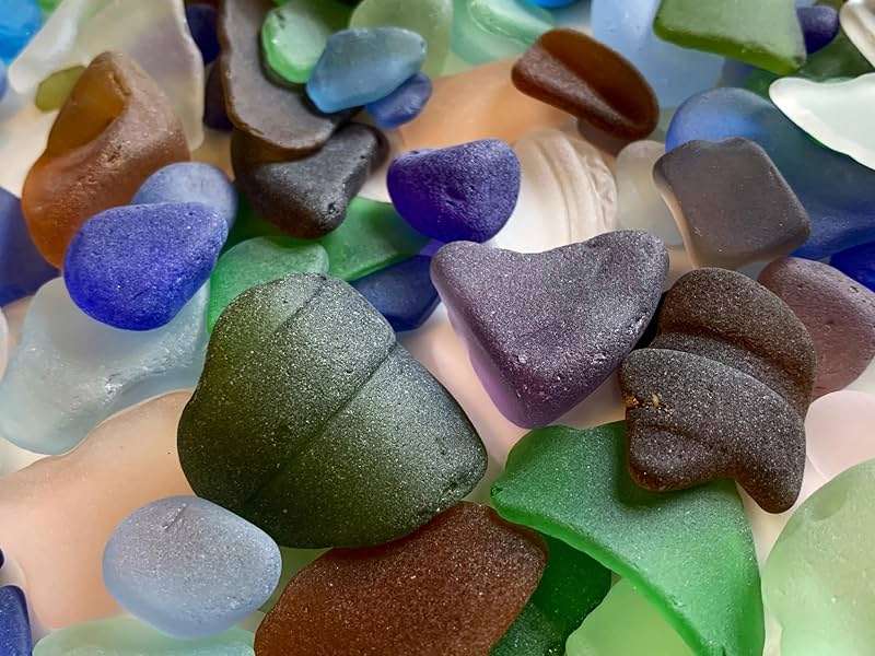 Sea Glass, Jewelry Sea Glass, Ocean Glass, 40 Pieces Mixed Sizes, Tumbled Beach Sea Glass, Seaglass, Craft Glass, Frosty Art Glass, Blues, Red, Yellow, Pink, Purple, Green, White, Brown - Image 4