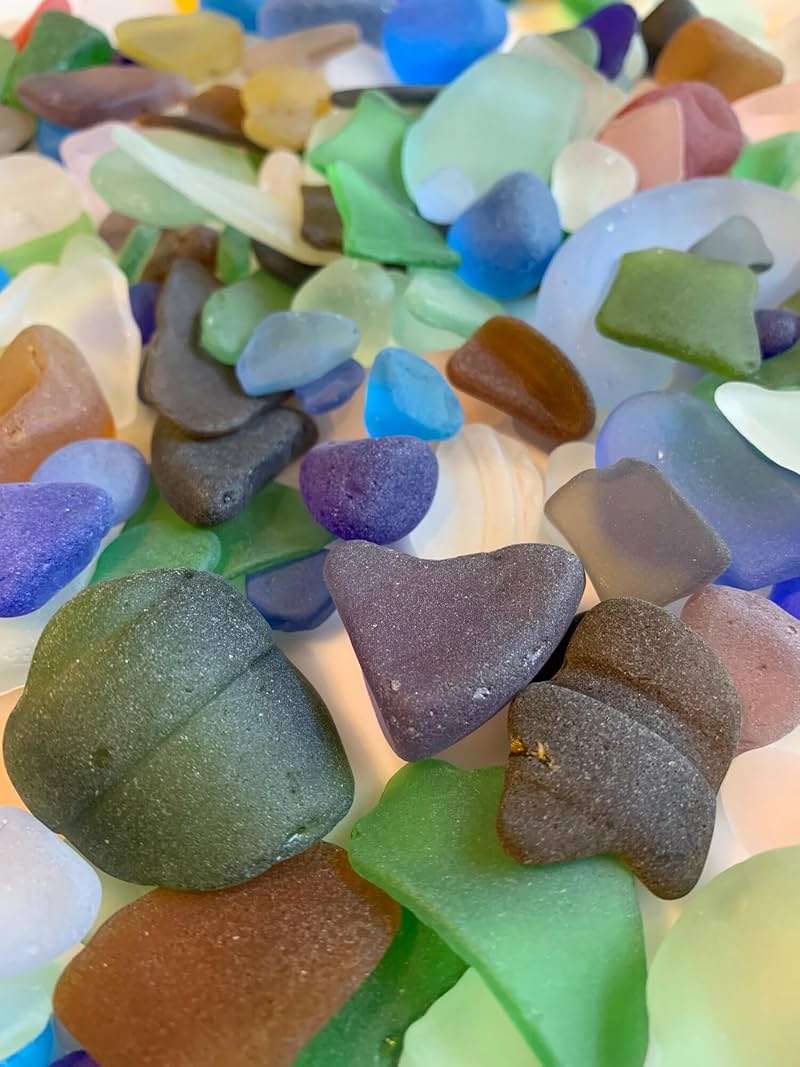 Sea Glass, Jewelry Sea Glass, Ocean Glass, 40 Pieces Mixed Sizes, Tumbled Beach Sea Glass, Seaglass, Craft Glass, Frosty Art Glass, Blues, Red, Yellow, Pink, Purple, Green, White, Brown - Image 9