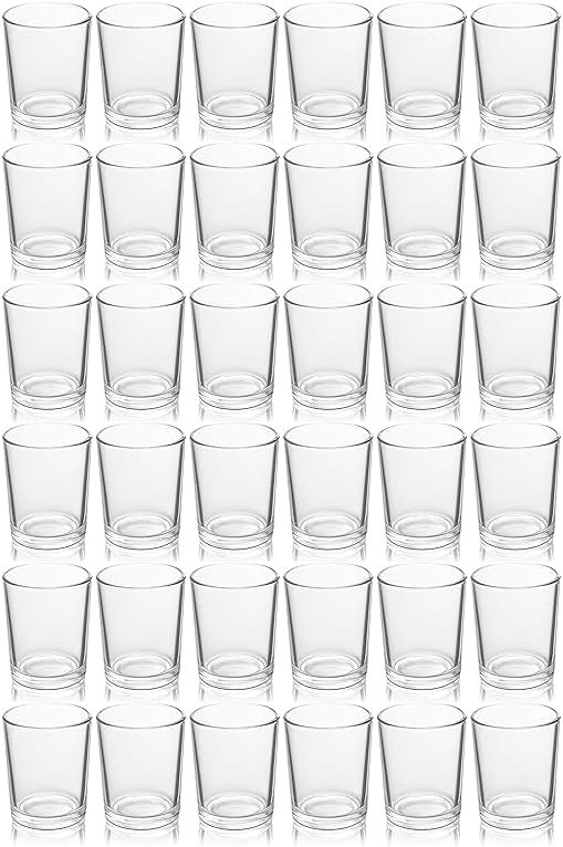 BTGLLAS 36pcs Clear Glass Tea Light Holders - Votive Candle Holders Bulk for Weddings Events - Glass Votives for Wedding Centerpieces, Christmas, Thanksgiving - Candle Accessories Decor (36, Clear) - Product Image