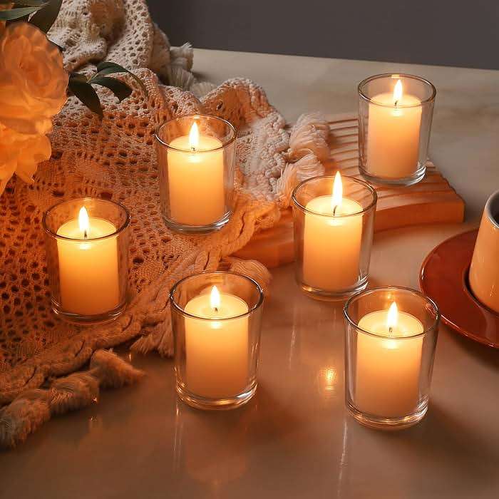 BTGLLAS 36pcs Clear Glass Tea Light Holders - Votive Candle Holders Bulk for Weddings Events - Glass Votives for Wedding Centerpieces, Christmas, Thanksgiving - Candle Accessories Decor (36, Clear) - Image 2