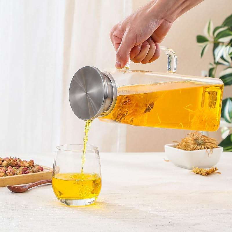 2 Quart (2 Liter 68 oz) Square Glass Pitcher with Lid and Spout, Water Pitchers with Handle for Fridge, Borosilicate Glass Carafe for Hot/Cold Drink, Large Jug for Iced Tea, Coffee,Juice,Milk,Beverage - Image 3