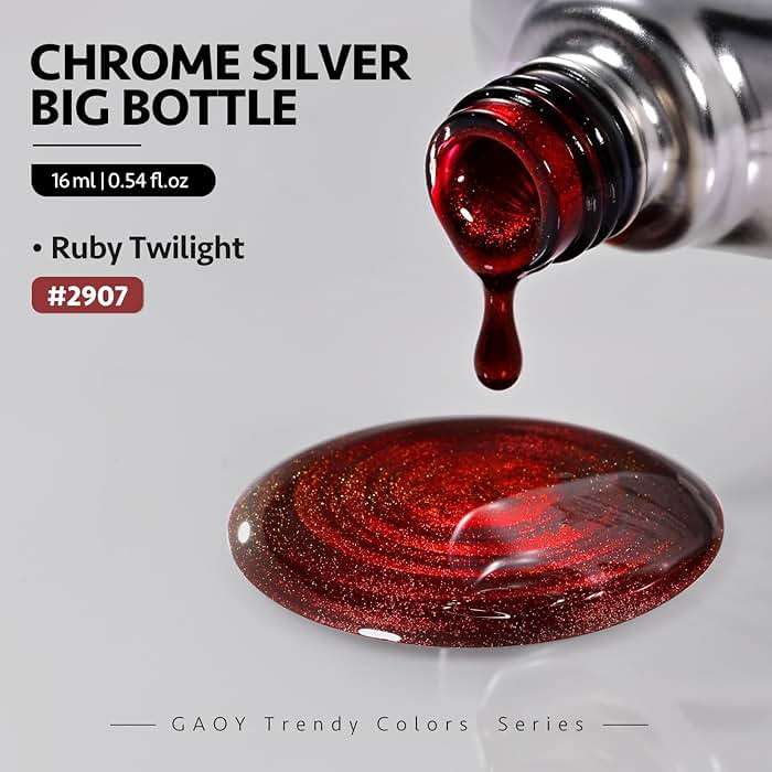 GAOY Red Cat Eye Gel Nail Polish, 16ml Glitter Holographic Nail Polish with Magnet, Reflective Translucent UV Gel, 2907 Ruby Twilight - Image 6