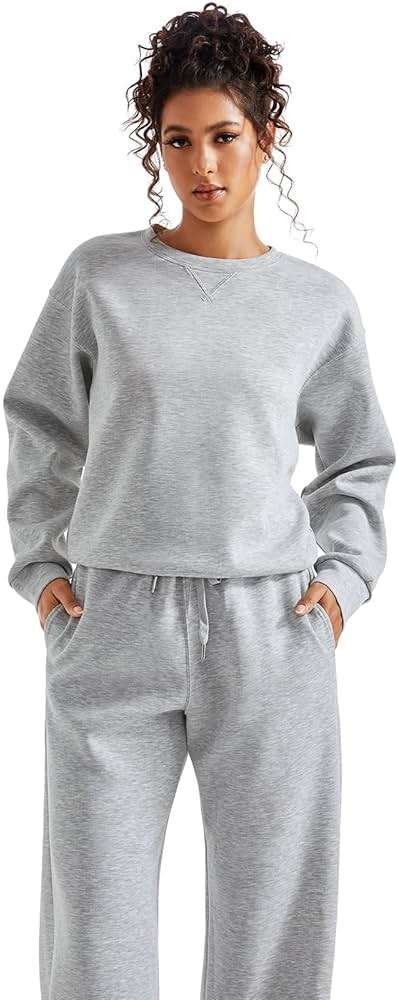 SUUKSESS Women Modal Fall 2 piece outfits Oversized Sweatshirt Wide Leg Pants - Image 2