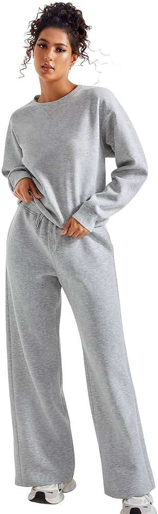 SUUKSESS Women Modal Fall 2 piece outfits Oversized Sweatshirt Wide Leg Pants - Image 4
