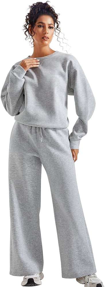 SUUKSESS Women Modal Fall 2 piece outfits Oversized Sweatshirt Wide Leg Pants - Image 5