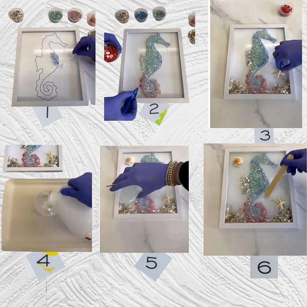 Sea Glass Art Kits, New Sea Glasss Resin Art Kits for Adults, DIY Mosaic Glass Kits, Mosaic Kits for Adults Resin Beach Art Kit for Home Decoration, Bookshelf, Office, Windowsill (L) - Image 7