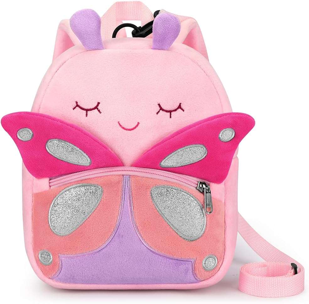 mibasies Toddler Backpacks for Girls 2-4: Plush Backpack -3D Animal Cartoon Mini Travel Bag -10 inch Toddler Backpack Leash - Image 1