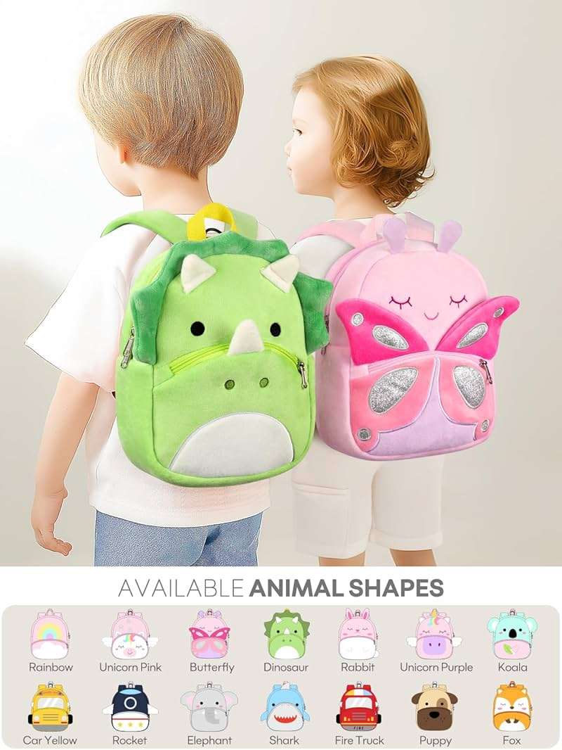 mibasies Toddler Backpacks for Girls 2-4: Plush Backpack -3D Animal Cartoon Mini Travel Bag -10 inch Toddler Backpack Leash - Image 5