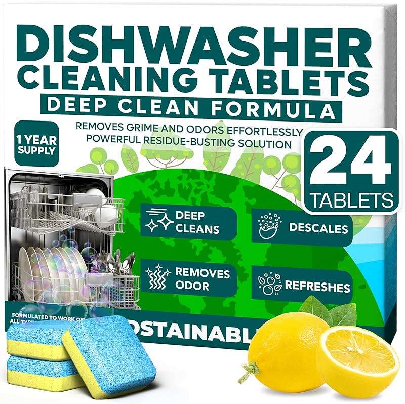 Sudstainables Dishwasher Cleaner and Deodorizer Tablets, 24 Pack – Dishwasher Cleaning Tablets for Odor and Buildup Removal, Descaler - 1-Year Supply - Image 1