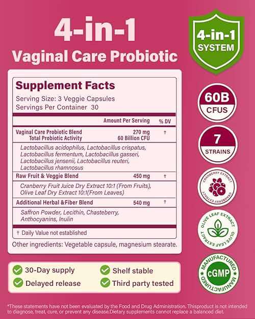 Anven Health Vaginal Probiotics for Women - pH Balance & Healthy Odor Support with Lactobacillus, Prebiotics & Cranberry - 60 Billion CFU for Feminine Flora, Urinary Tract & Hormonal Balance - 90 Caps - Image 2