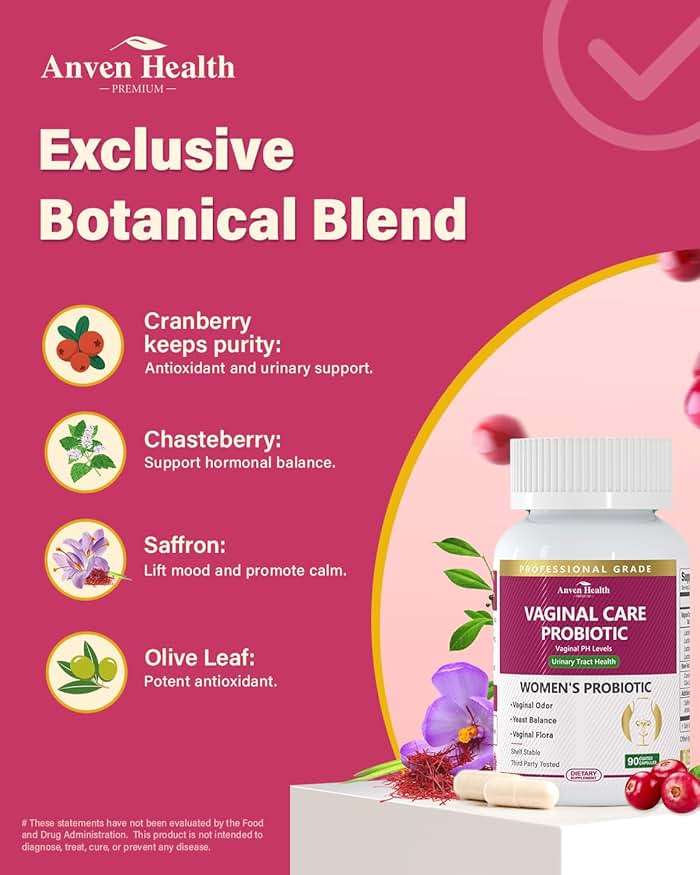 Anven Health Vaginal Probiotics for Women - pH Balance & Healthy Odor Support with Lactobacillus, Prebiotics & Cranberry - 60 Billion CFU for Feminine Flora, Urinary Tract & Hormonal Balance - 90 Caps - Image 5