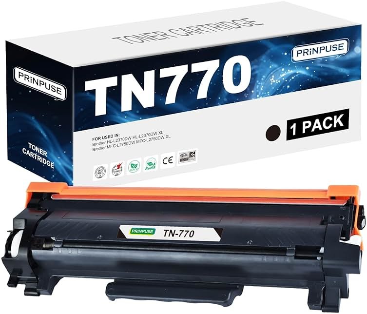 PRINPUSE TN770 Toner Cartridge Compatible for Brother TN770 TN-770 Used with Brother Printer Brother HL-L2370DW HL-L2370DW XL MFC-L2750DW MFC-L2750DW XL, 4500 Pages - Product Image