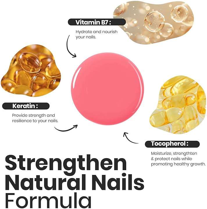 Beetles Nail Polish Set Heartbeat-6 Colors Hot Pink White Jelly Nude Pink Nail Polish Set Shimmer Pearl Quick Dry Finger Nail Polish DIY Nail Art Salon Home Gift for Women & Girls - Image 3