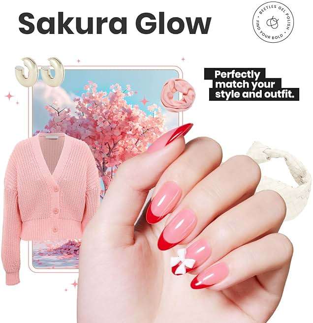 Beetles Nail Polish Set Heartbeat-6 Colors Hot Pink White Jelly Nude Pink Nail Polish Set Shimmer Pearl Quick Dry Finger Nail Polish DIY Nail Art Salon Home Gift for Women & Girls - Image 4