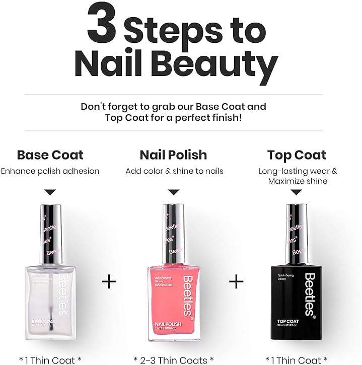 Beetles Nail Polish Set Heartbeat-6 Colors Hot Pink White Jelly Nude Pink Nail Polish Set Shimmer Pearl Quick Dry Finger Nail Polish DIY Nail Art Salon Home Gift for Women & Girls - Image 7