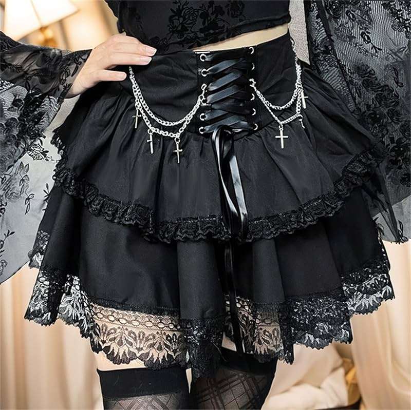 Twfsgirl Gothic Skirts for Women Punk Rave Y2k Emo Fairy Grunge Goth Steampunk - Image 2