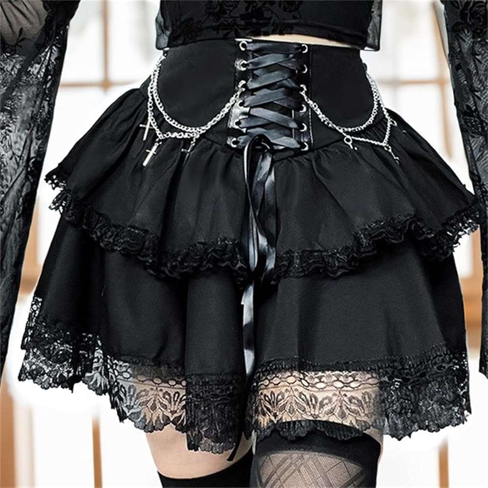 Twfsgirl Gothic Skirts for Women Punk Rave Y2k Emo Fairy Grunge Goth Steampunk - Image 3