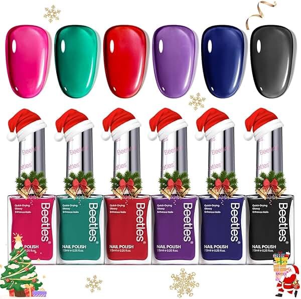 Beetles Nail Polish Set, 6 Colors Quick Dry Jelly Nail Polish Kit, & Sheer Jelly Syrup Nails Enchanted Night Gifts for Women Salon DIY Manicure Kit - Product Image