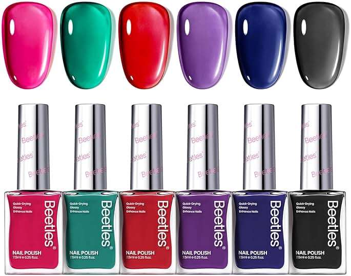Beetles Nail Polish Set, 6 Colors Quick Dry Jelly Nail Polish Kit, & Sheer Jelly Syrup Nails Enchanted Night Gifts for Women Salon DIY Manicure Kit - Image 8