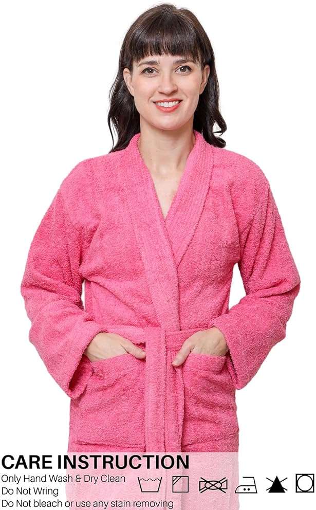 GOLD TEXTILES Premium Terry Cloth Robes for Women Lightweight Short Bathrobe, Adjustable Towel Robe Belt with Collar - Image 5