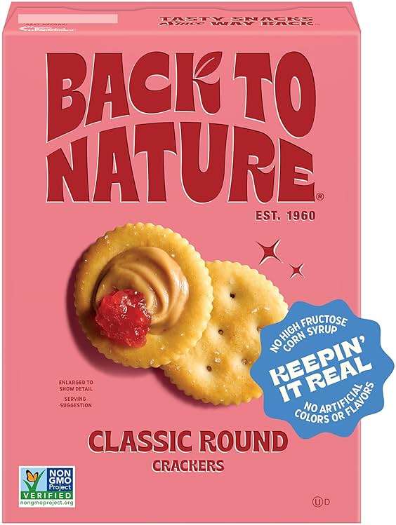 Back to Nature Classic Round Crackers, Non-GMO, Vegan Friendly Snack Cracker, Made with Wheat Flour & Sea Salt, Snack Happy, 6.5 oz Box - Image 1