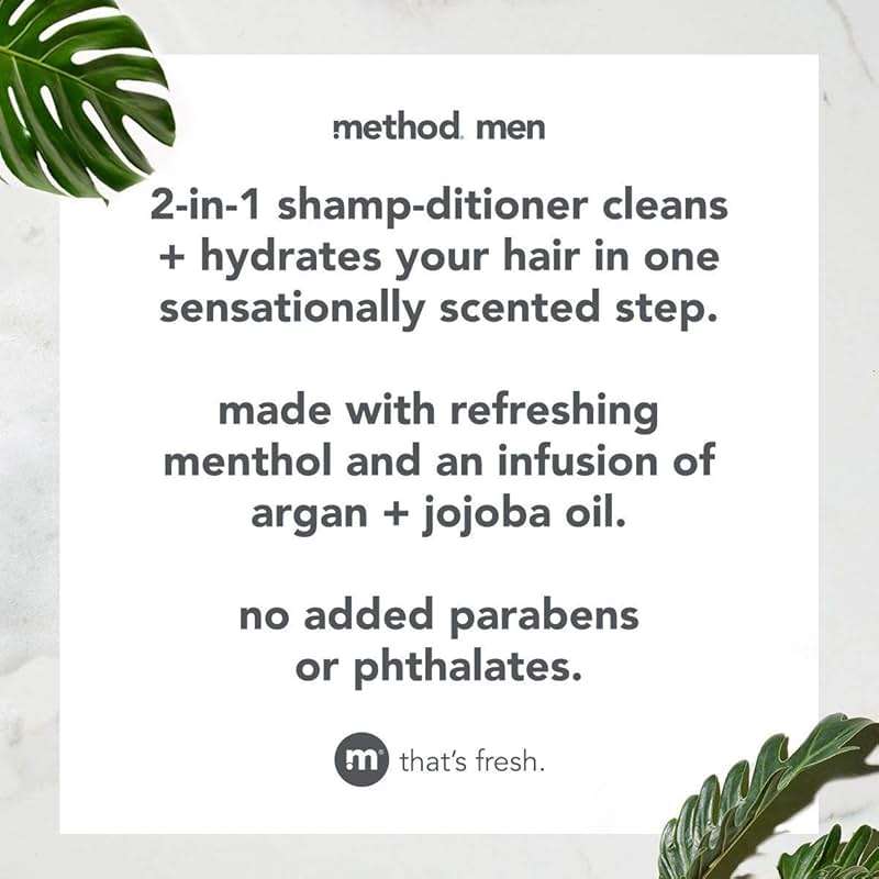 Method Men 2-in-1 Shampoo and Conditioner, Glacier + Granite - Cleans and Conditions with Argan and Jojoba Oil - Made without Parabens - 14 oz - Image 4