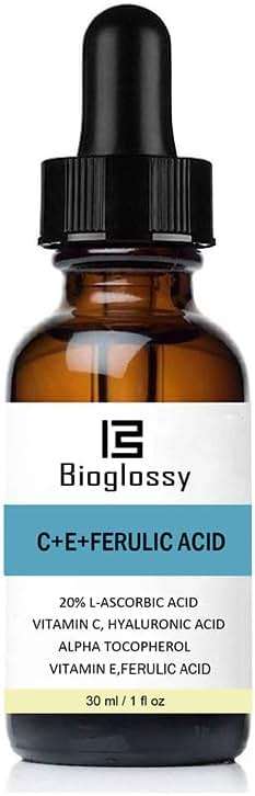 Bioglossy Vitamin CE Ferulic Acid Serum 20% Vitamin C Serum + Vitamin E & Hyaluronic Acid - Skin Moisturizer Face Dark Spot Corrector and Anti Aging 30ml / 1 fl.oz - Image 1