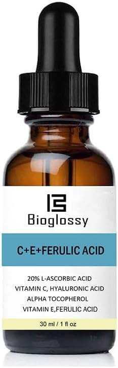 Bioglossy Vitamin CE Ferulic Acid Serum 20% Vitamin C Serum + Vitamin E & Hyaluronic Acid - Skin Moisturizer Face Dark Spot Corrector and Anti Aging 30ml / 1 fl.oz - Product Image