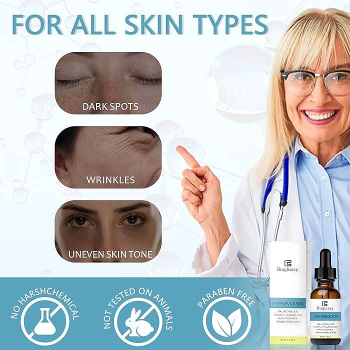 Bioglossy Vitamin CE Ferulic Acid Serum 20% Vitamin C Serum + Vitamin E & Hyaluronic Acid - Skin Moisturizer Face Dark Spot Corrector and Anti Aging 30ml / 1 fl.oz - Image 7