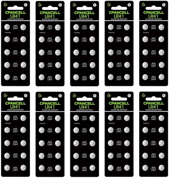100 Pack LR41 Batteries, AG3 L736 392 384 192 SR41SW 3 V384 V392 D384 D392 280-13 Premium Alkaline Battery 1.5V Button Coin Cell Batteries - Product Image