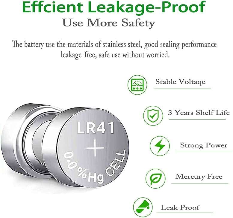 100 Pack LR41 Batteries, AG3 L736 392 384 192 SR41SW 3 V384 V392 D384 D392 280-13 Premium Alkaline Battery 1.5V Button Coin Cell Batteries - Image 3