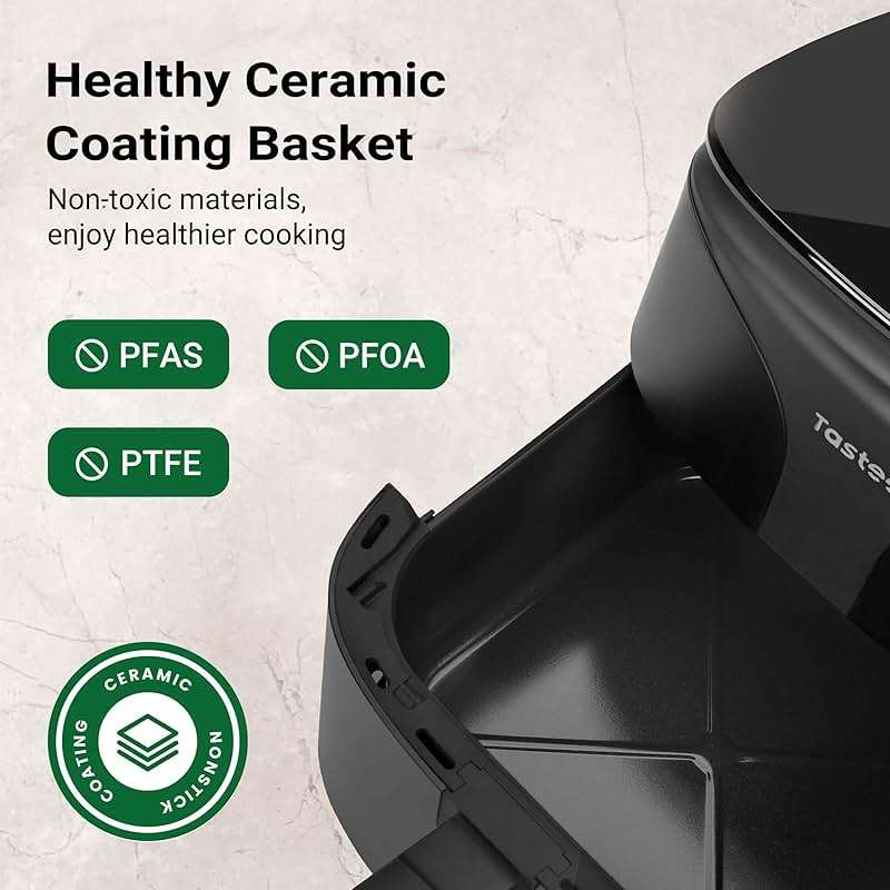 Tastee Ceramic Air Fryer, 8-in-1 Compact 5.5QT AirFryers, 450°F Digital Airfryer Dehydrator with Smart Probe, 24 Presets One-touch Cooking, In-app Recipes with Window, Dishwasher-safe & Non-stick - Image 3